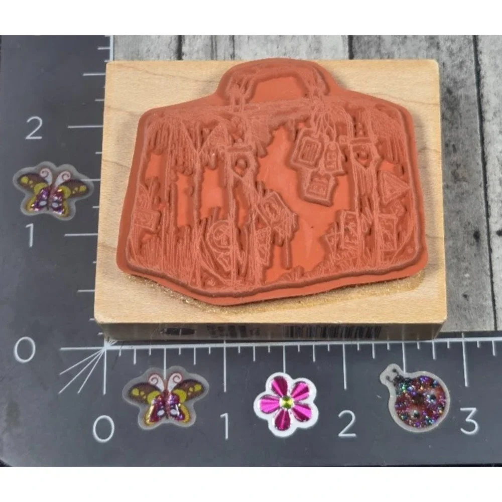 PSX Designs Luggage Suitcase F3151 2001 Travel Rubber Stamp Wood #H119